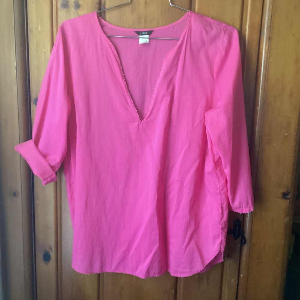 J Crew. hot pink cotton tunic large